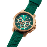 Maserati Successo Chronograph Green Silicone Strap Men Watch R8871621038