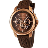 Maserati Successo Brown Silicone Strap Men Watch R8871621039