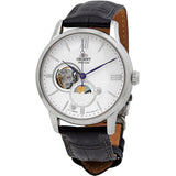 Orient Automatic White Dial Black Leather Strap Men Watch RA-AS0011S10B