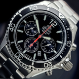 Orient Mako Chronograph Silver Stainless Steel Strap Men Watch RA-TX0202B10B