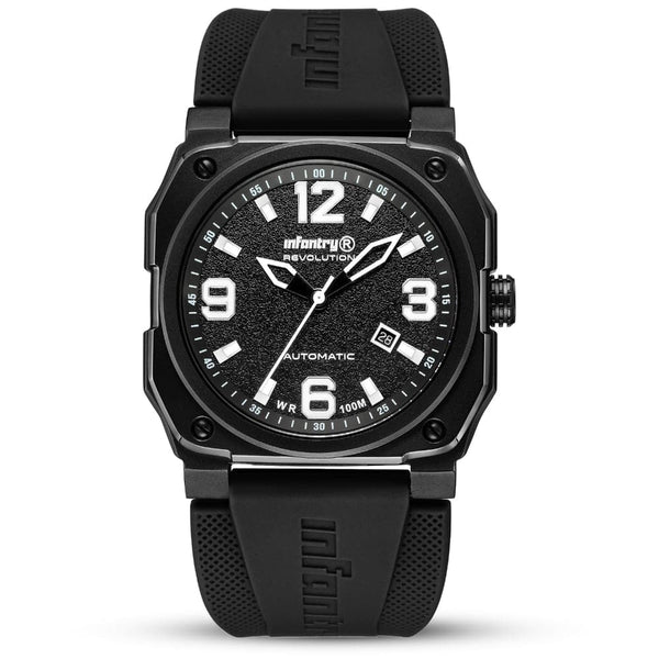 Infantry Revolution Series The Autopilot Black Silicone Strap Men Watch REVO-AUTO-03-V2