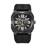 Infantry Revolution The Skeleton Black Silicone Strap Men Watch REVO-SKL-03-V2