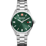 Swiss Military Hanowa Roadrunner Green Dial Silver Stainless Steel Strap Men Watch SMWGH2200105