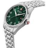 Swiss Military Hanowa Roadrunner Green Dial Silver Stainless Steel Strap Men Watch SMWGH2200105