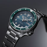 SEIKO 5 SPORTS BLUE GREEN DIAL STEEL MEN'S WATCH SRPD61K1P