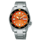 Seiko 5 Orange Dial Silver Stainless Steel Strap Men Watch SRPK35K1