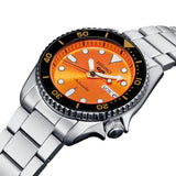 Seiko 5 Orange Dial Silver Stainless Steel Strap Men Watch SRPK35K1