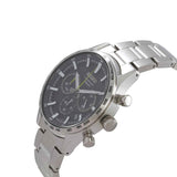 Seiko Chronograph Black Dial Silver Stainless Steel Strap Men Watch SSB413P1P