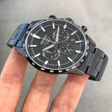 Seiko Chronograph Black Dial Stainless Steel Strap Men Watch SSB415P1P