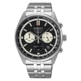 Seiko Chronograph Black Dial Silver Stainless Steel Strap Men Watch SSB429P1P