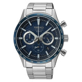 Seiko Chronograph Silver Stainless Steel Strap Men Watch SSB445P1P