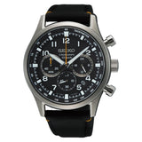 Seiko Chronograph Black Dial & Black Nylon Strap Sports Men's Watch SSB449P1