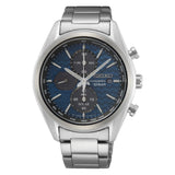 Seiko Chronograph Blue Dial With Silver Stainless Steel Men Watch SSC801P1