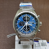 Seiko Chronograph Blue Dial With Silver Stainless Steel Men Watch SSC801P1