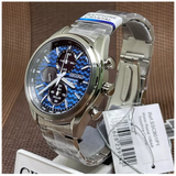 Seiko Chronograph Blue Dial With Silver Stainless Steel Men Watch SSC801P1