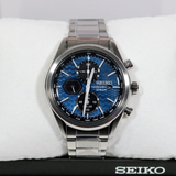 Seiko Chronograph Blue Dial With Silver Stainless Steel Men Watch SSC801P1