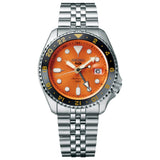 Seiko 5 GMT Orange Dial Silver Stainless Steel Strap Men Watch SSK005K1P