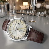 Seiko Presage Cocktail Time Brown Leather Strap Men Watch SSK041J1P