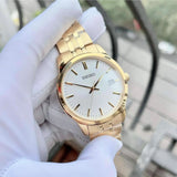 Seiko White Dial Gold Stainless Steel Strap Men Watch SUR404P1