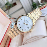 Seiko White Dial Gold Stainless Steel Strap Men Watch SUR404P1