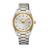 Seiko Classique Date Display Two-Tone Stainless Steel Women's Watch SUR582P1