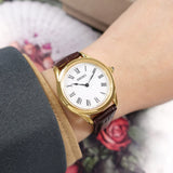 Seiko Classic White Dial Brown Leather Strap Women Watch SWR072P1P