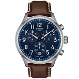 Tissot Chronograph Blue Dial Leather Strap Men Watch T1166171604200