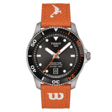 Tissot Seastar Wilson WNBA Collection Black Dial Orange Leather Strap Unisex Watch T1208071705100