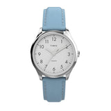 TIMEX EASY READER BLUE LEATHER STRAP WATCH TW2V25300