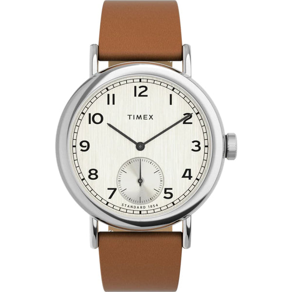 Timex Standard White Dial Brown Leather Strap Unisex Watch TW2V71500