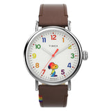 TIMEX STANDARDS x PEANUTS RAINBOW BROWN LEATHER STRAP WATCH TW2W53900