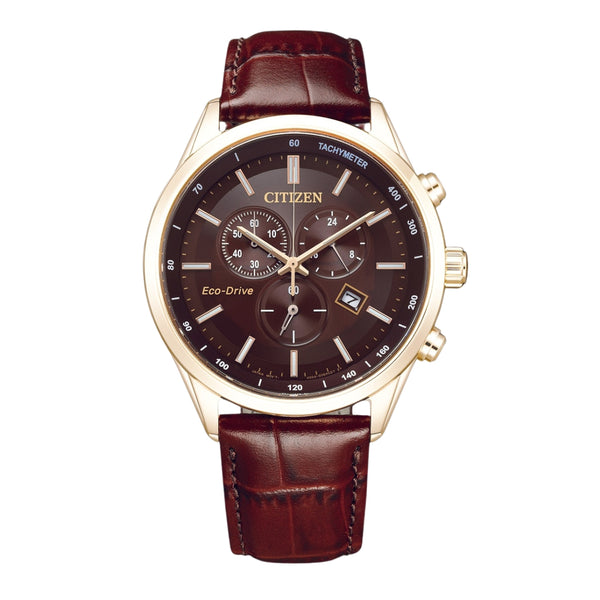 Citizen Eco-Drive Chronograph Brown Leather Watch AT2573-07X