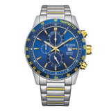 Citizen Chronograph Blue Dial Stainless Steel Analog Men's Watch AN3684-59L