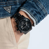 GUESS CHRONO-LOOK BLACK STEEL WATCH GW0627G3