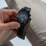 GUESS CHRONO-LOOK BLACK STEEL WATCH GW0627G3