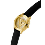 GUESS ANALOG GOLD DIAL BLACK STRAP LADIES WATCH GW0745L5