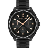 COACH KITT CRYSTAL CHRONOGRAPH BLACK STEEL WATCH 14504396