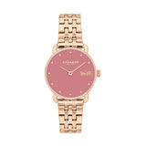 COACH ELLIOT HORSE & CARRIAGE PINK DIAL ROSE-TONED BRACELET WATCH 14504444