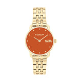 COACH ELLIOT HORSE & CARRIAGE RED DIAL GOLD-TONED BRACELET WATCH 14504446