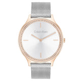 CALVIN KLEIN TIMELESS CRYSTAL SILVER MESH STEEL WATCH 25100006