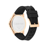 CALVIN KLEIN AQUEOUS GOLD DIAL BLACK SILICONE WATCH 25200426