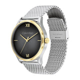 CALVIN KLEIN ASCEND BLACK DIAL STEEL MESH BRACELET WATCH 25200452