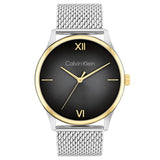 CALVIN KLEIN ASCEND BLACK DIAL STEEL MESH BRACELET WATCH 25200452