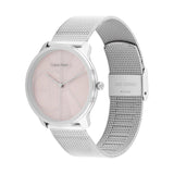 CALVIN KLEIN ICONIC PINK DIAL SILVER MESH BRACELET WATCH 25300015