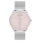 CALVIN KLEIN ICONIC PINK DIAL SILVER MESH BRACELET WATCH 25300015