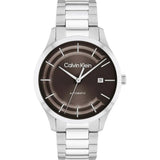 CALVIN KLEIN ICONIC AUTO BROWN DIAL STEEL WATCH 25300024