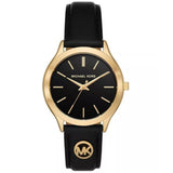 MICHAEL KORS MK7482 SLIM RUNWAY BLACK LEATHER STRAP WATCH