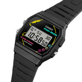 CASIO PAC-MAN COLLAB MODEL DIGITAL BLACK RESIN WATCH F-91WPC-1ADR-P