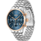 HUGO BOSS AVERY BLUE DIAL LINK STEEL BRACELET WATCH 1514158