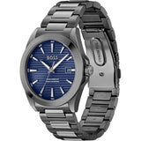 HUGO BOSS STRIKE BLUE DIAL GRAY STEEL WATCH 1514175